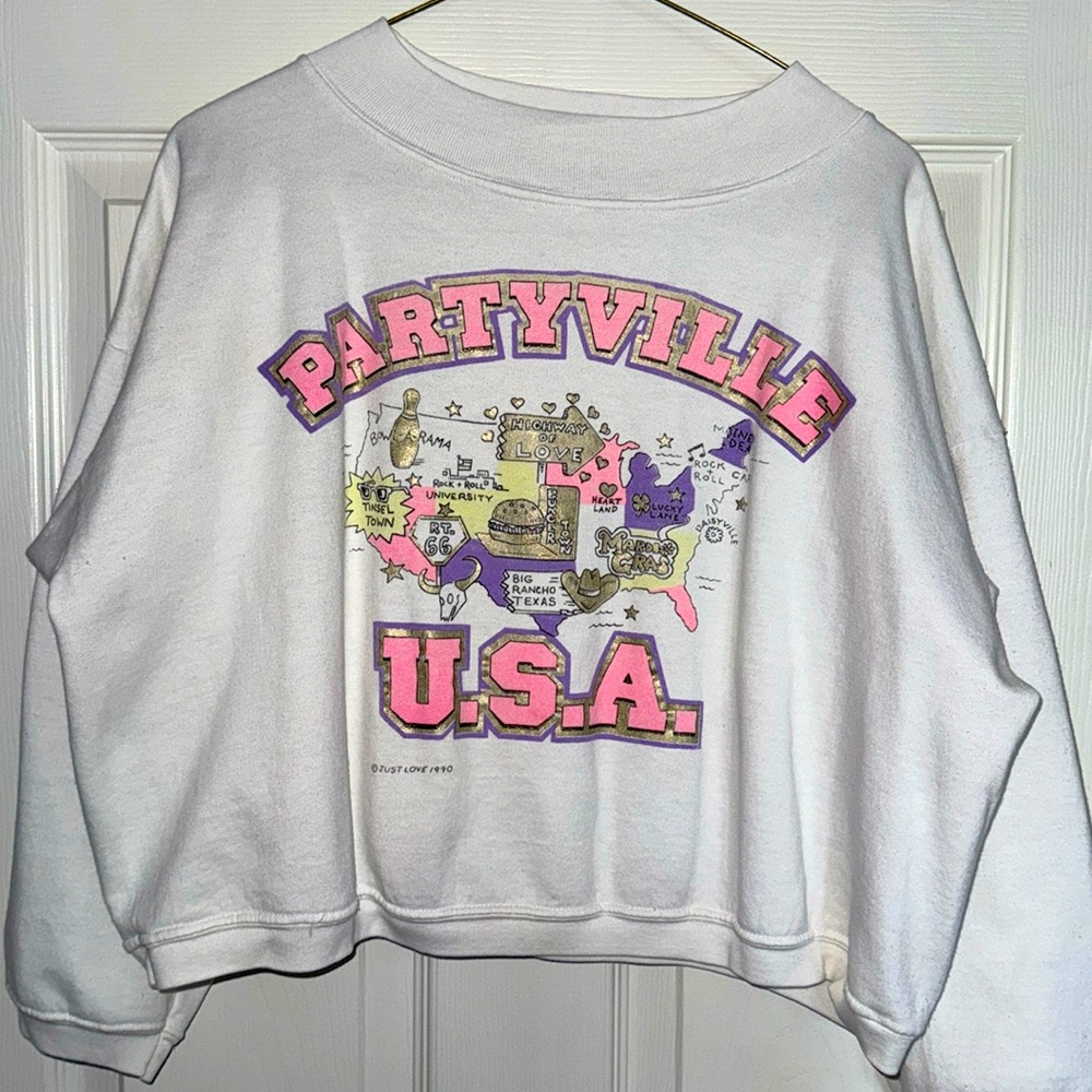 Vintage 1990 Partyville USA Cropped Crewneck